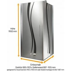 SCHULTE Duschkabine Dusche Drehtür Mit Seitenwand 90x90 Eckdusche Liane Chromoptik Echtglas -SCHULTE Shop 12359894 3