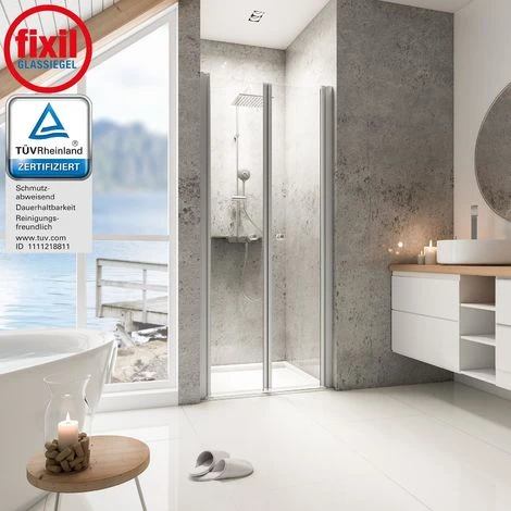 Duschtür Garant Pendeltür In Nische Von Schulte, 6 Mm Sicherheitsglas (ESG) Klar Hell Inkl. Fixil Beschichtung, 100 X 200 Cm, Profilfarbe: Alu Natur 4 Duschtür Garant Pendeltür In Nische Von Schulte, 6 Mm Sicherheitsglas (ESG) Klar Hell Inkl. Fixil Beschichtung, 100 X 200 Cm, Profilfarbe: Alu Natur – Bild 2
