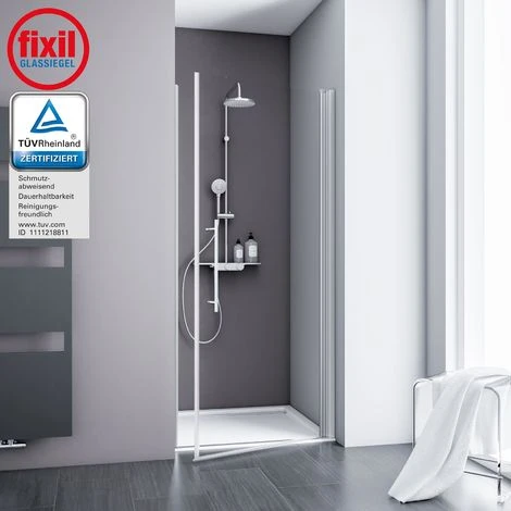 Duschtür Alexa Style 2.0 Drehtür In Nische Von Schulte, 5 Mm Sicherheitsglas (ESG) Klar Hell Inkl. Fixil Beschichtung, Profilfarbe: Alu Natur,inkl. Stabilisationsbügel, 90 X 192 Cm 4 Duschtür Alexa Style 2.0 Drehtür In Nische Von Schulte, 5 Mm Sicherheitsglas (ESG) Klar Hell Inkl. Fixil Beschichtung, Profilfarbe: Alu Natur,inkl. Stabilisationsbügel, 90 X 192 Cm – Bild 2