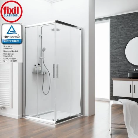 Duschkabine Kristall/Trend Eckeinstieg II Von Schulte, 6 Mm Sicherheitsglas (ESG) Klar Hell Inkl. Fixil Beschichtung, Profilfarbe: Chromoptik, 80 X 80 X 185 Cm 4 Duschkabine Kristall/Trend Eckeinstieg II Von Schulte, 6 Mm Sicherheitsglas (ESG) Klar Hell Inkl. Fixil Beschichtung, Profilfarbe: Chromoptik, 80 X 80 X 185 Cm – Bild 2