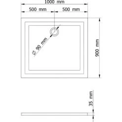 Duschwanne Extra-flach Aus Mineralguss Von Schulte, Oberfläche Aus Naturstein, Höhenverstellbarkeit 11-13 Cm, Inkl. Markenablauf (Durchmesser 9 Cm) Und Füße, Alpinweiß, Rechteck, 90 X 100 Cm -SCHULTE Shop 20716789 3