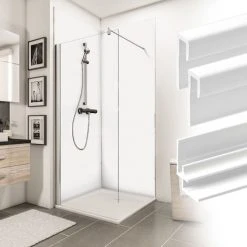 Verkleidungsplatte DecoDesign Set Ecke Farbe Von Schulte, Beinhaltet 2 Duschrückwände, 2 Endprofile, 1 Eckverbinder, 3 Mm Starke Aluminiumverbundplatte, Inkl. Fixierklebeband Und Unterlegkeile, 90 X 210 Cm, Farbe: Weiß