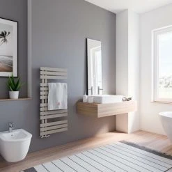 Schulte Badheizkörper Breda, Flacher Designheizkörper Mit Seitlich Versetztem Mittelanschluss, Stahl Pulverbeschichtet In Café Braun, 106 X 50 Cm -SCHULTE Shop 20884217 5