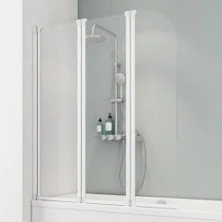 Badewannenfaltwand Komfort Teilgerahmt 3 -teilig Von Schulte, 3 Mm Sicherheitsglas (ESG) Klar Hell, Anschlag Standardmäßig Links,optional Rechts , 124,1 X 140 Cm