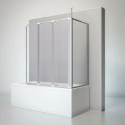 Schulte Duschwand Well Mit Seitenwand, 129 X 140 X 70 Cm, 3-teilig Faltbar, Kunstglas Tropfen-Dekor, Profilfarbe: Alunatur
