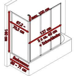 Schulte Duschwand Well Mit Seitenwand, 129 X 140 X 70 Cm, 3-teilig Faltbar, Kunstglas Tropfen-Dekor, Profilfarbe: Alunatur -SCHULTE Shop 29404643 3