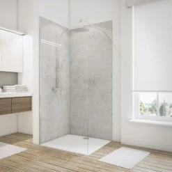 Schulte Duschrückwand Set über Eck, Dekor Stein Grau-hell, 2 X 90x210 Cm, Wandverkleidung Aus 3 Mm Aluminium-Verbundplatte D Als Fugenloser Fliesenersatz