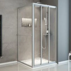 Schulte Sunny Gleittür Inklusive Seitenwand,Profilfarbe: Alunatur, Höhe: 175 Cm, Gleittür: 75 Cm, Seitenwand: 80 Cm