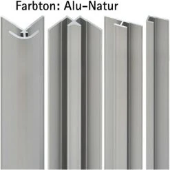 Verkleidungsplatte DecoDesign Zubehörset Von Schulte, Beinhaltet 2 Endprofile, 1 Eckverbinder In Ecke, 1 Flächenverbinder, 255cm, Set In Alu Natur