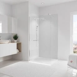 Schulte Wandverkleidung Duschrückwand DecoDesign Putzoptik-Weiß, 100 X 210 Cm