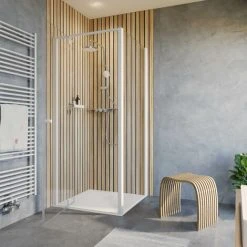 Schulte Duschkabine Drehtür Inkl. Seitenwand Trend 2.0, Größe: 80 X 80 Cm, Höhe: 200 Cm, Profilfarbe: Mattweiß, Sicherheitsglas: Klar Hell -SCHULTE Shop 60286314 2