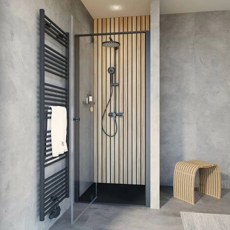 Schulte Duschkabine Drehtür In Nische Trend 2.0, Größe: 100 Cm, Höhe: 200 Cm, Profilfarbe: Mattschwarz, Sicherheitsglas: Klar Hell 4 Schulte Duschkabine Drehtür In Nische Trend 2.0, Größe: 100 Cm, Höhe: 200 Cm, Profilfarbe: Mattschwarz, Sicherheitsglas: Klar Hell – Bild 2