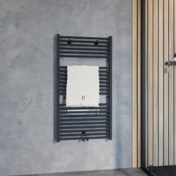 Schulte Designheizkörper Turbo Mit Mittelanschluss, Farbe: Schwarz-matt, Größe: 113,5 X 60 Cm