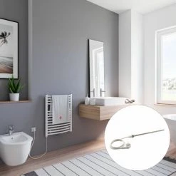 Schulte Heizkörper Europa Befüllt, Inkl. Heizstab Und Befüllung, Farbe: Alpinweiß, Größe: 69,5 X 50 Cm, Heizstab 1 Links