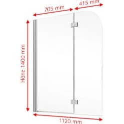Schulte Badewannaufsatz Hamburg 2-teilig Zum Kleben, Profilfarbe: Alu Naur, Sicherheitsglas Klar Hell, Größe: 112 X 140 Cm -SCHULTE Shop 64157094 3