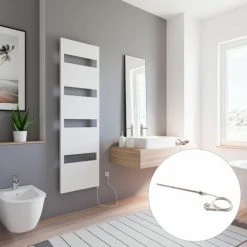 Schulte Heizkörper* Turin Befüllt, Inkl. Heizstab Und Befüllung, Größe: 170,3 X 50,5 Cm, Farbe: Alpinweiß, Heizstab 1 Rechts