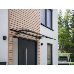 SCHULTE Vordach 1600x900 Haustürdach Anthrazit Polycarbonat Klar Überdachung Türdach