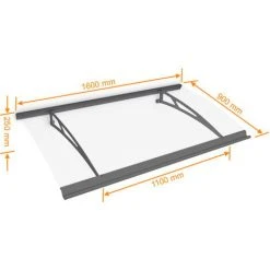 SCHULTE Vordach 1600x900 Haustürdach Anthrazit Polycarbonat Klar Überdachung Türdach -SCHULTE Shop 6826736 3