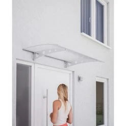 SCHULTE Vordach Haustürdach Polycarbonat Klar Verzinkt 1200x800 Überdachung Türdach