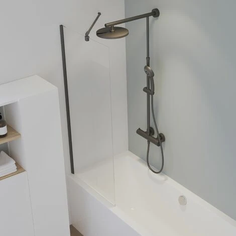 Schulte Badewannenaufsatz Feststehend, 5mm Sicherheitsglas ESG Klar Hell, Größe: 70 X 140 Cm, Profilfarbe: Mattschwarz 3 Schulte Badewannenaufsatz Feststehend, 5mm Sicherheitsglas ESG Klar Hell, Größe: 70 X 140 Cm, Profilfarbe: Mattschwarz