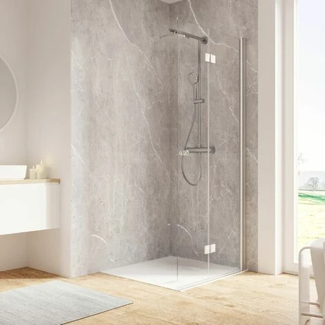 Schulte Duschwand Walk In Mit Dreh-Falt- Element, 6 Mm ESG Sicherheitsglas Klar Hell, Profilfarbe: Alu Natur, Größe: 100 X 200 Cm, Anschlag Rechts 3 Schulte Duschwand Walk In Mit Dreh-Falt- Element, 6 Mm ESG Sicherheitsglas Klar Hell, Profilfarbe: Alu Natur, Größe: 100 X 200 Cm, Anschlag Rechts