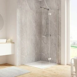 Schulte Duschwand Walk In Mit Dreh-Falt- Element, 6 Mm ESG Sicherheitsglas Klar Hell, Profilfarbe: Chromoptik, Größe: 120 X 200 Cm, Anschlag Rechts