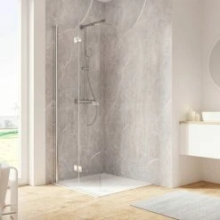 Schulte Duschwand Walk In Mit Dreh-Falt- Element, 6 Mm ESG Sicherheitsglas Klar Hell, Profilfarbe: Chromoptik, Größe: 120 X 200 Cm, Anschlag Links