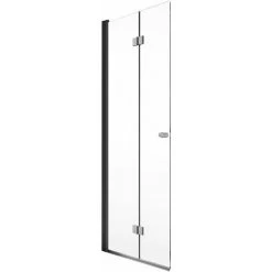 Schulte Duschwand Walk In Mit Dreh-Falt- Element, 6 Mm ESG Sicherheitsglas Klar Hell, Profilfarbe: Mattschwarz, Größe: 120 X 200 Cm, Anschlag Links -SCHULTE Shop 71990884 2