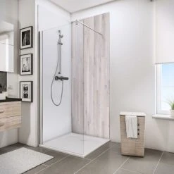 Schulte DecoDesign Duschrückwand, Wandverkleidung Aus 3mm Aluminium-Verbundplatte Als Fugenfreier Fliesenersatz, Dekor Eiche Hell Geklärt, Größe: 100 X 255 Cm