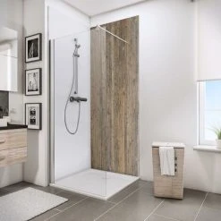 Schulte DecoDesign Duschrückwand, Wandverkleidung Aus 3mm Aluminium-Verbundplatte Als Fugenfreier Fliesenersatz, Dekor Altholz Nordsee, Größe: 100 X 210 Cm